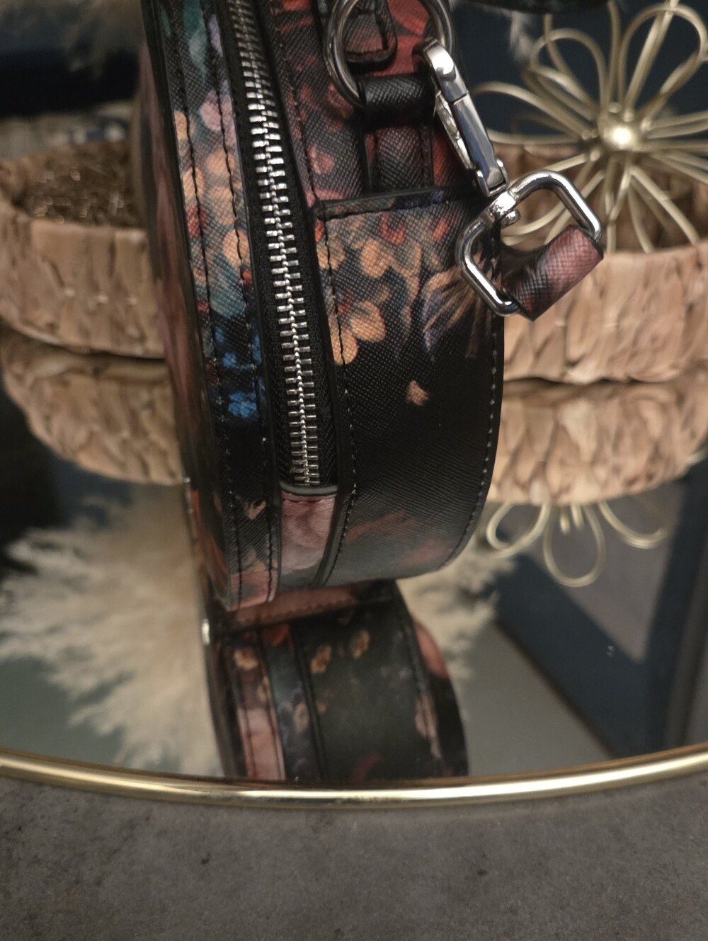 Carlos Santana Floral Canteen Crossbody Bag Moody Rose Circle Purse Boho Goth - Picture 16 of 16